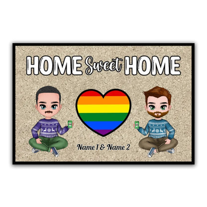 Couple - Home Sweet Home - Personalized Doormat - Gift For Wife Husband V1 - Makezbright Gifts