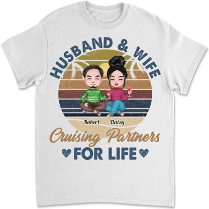 Couple - Husband And Wife Cruising Partners For Life - Personalized Unisex T - shirt - Makezbright Gifts