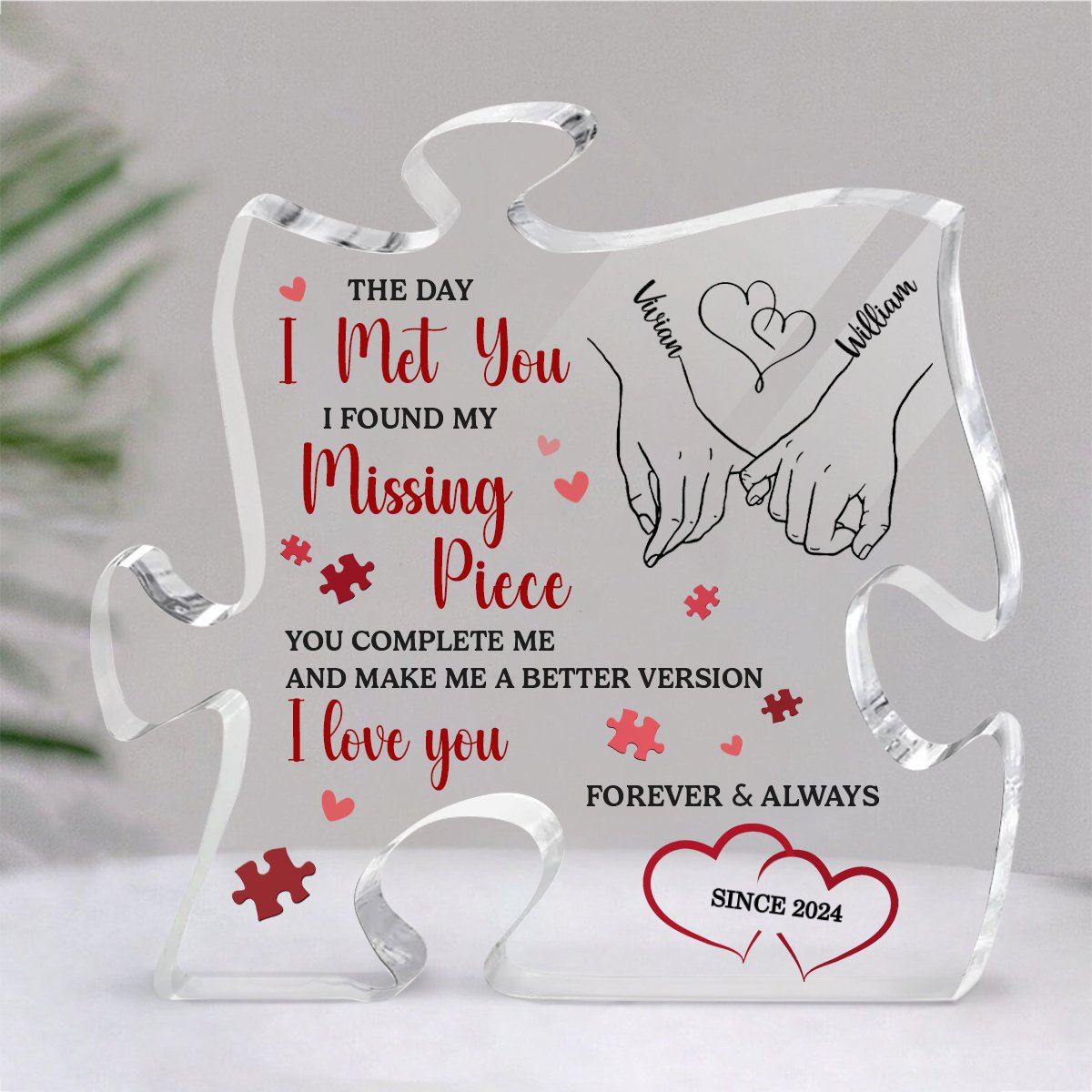 Couple - I Found My Missing Piece - Personalized Acrylic Plaque - Makezbright Gifts