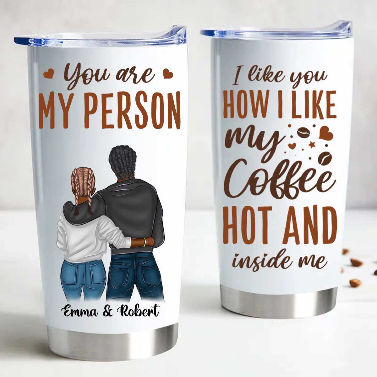 Couple - I Like You How I Like My Coffee, Hot And Inside Me - Personalized Tumbler - Makezbright Gifts