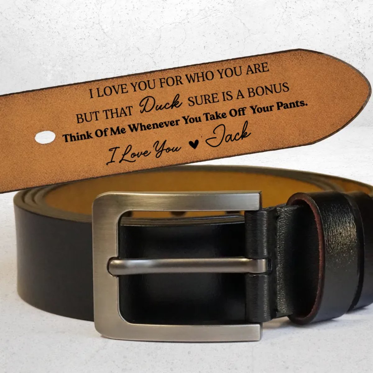 Couple - I Love You For Who You Are But That Sure Is A Bonus - Personalized Engraved Leather Belt ( TM) - Makezbright Gifts