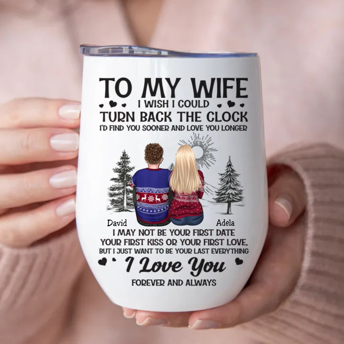 Couple - I Wish I Could Turn Back The Clock - Personalized Wine Tumbler - Makezbright Gifts