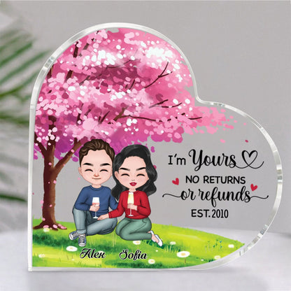 Couple - I'm Yours, No Returns Or Refunds, EST. - Personalized Heart Acrylic Plaque - Makezbright Gifts