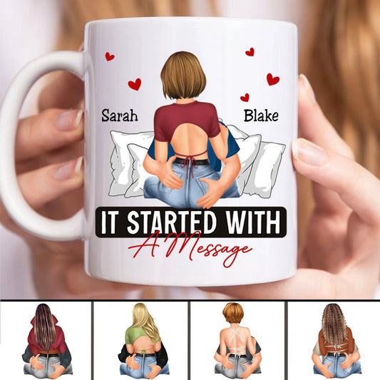 Couple - It Started With A Message Romantic Couples - Personalized Mug (II) - Makezbright Gifts