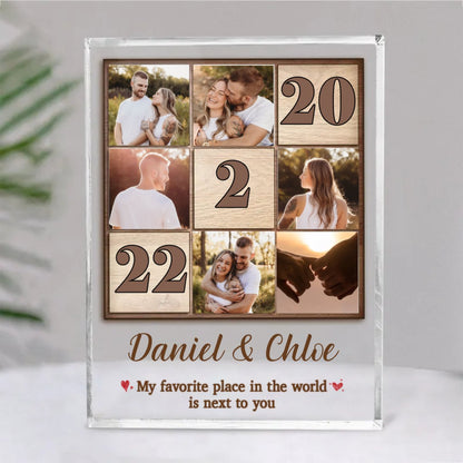 Couple - My Favorite Place In The World Is Next To You - Personalized Acrylic Plaque - Makezbright Gifts