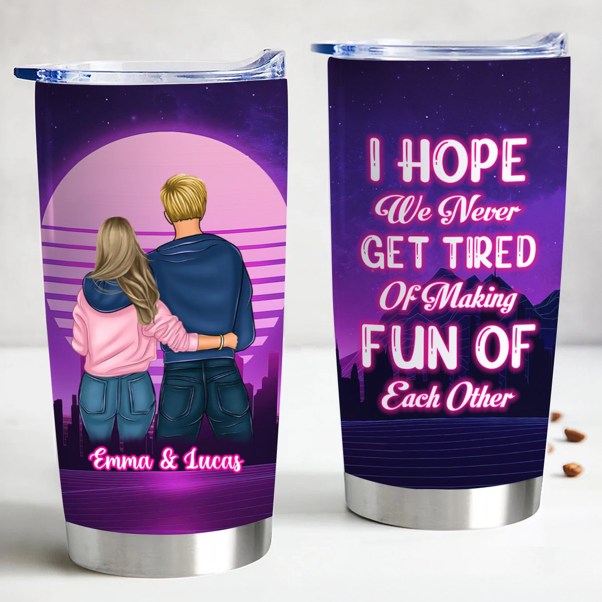 Couple - Never Get Tired Of Making Fun Of Each Other - Personalized Tumbler - Makezbright Gifts