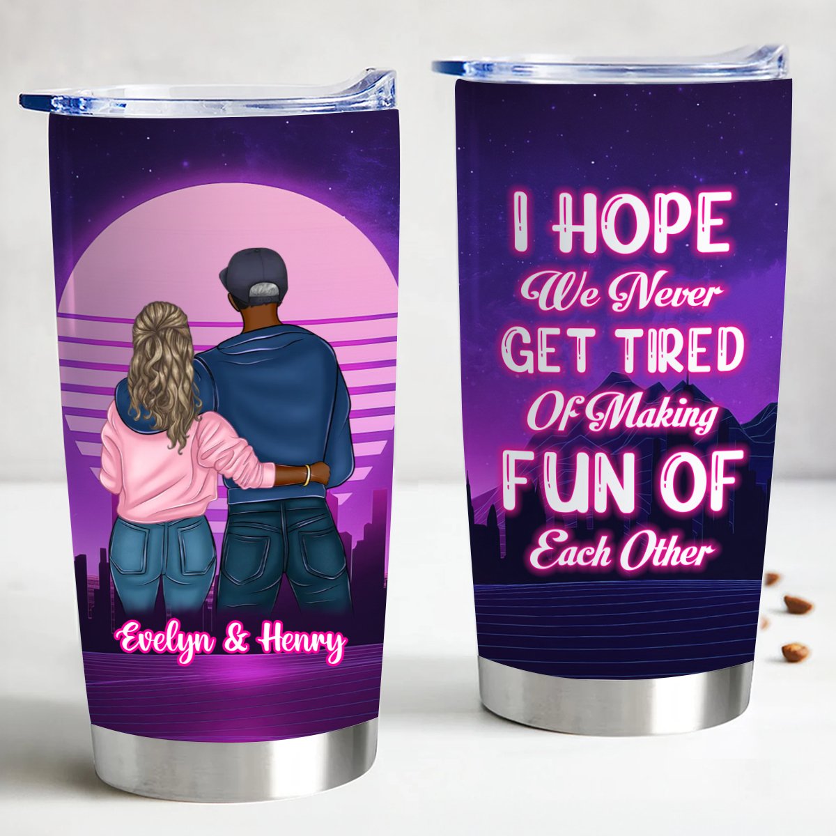 Couple - Never Get Tired Of Making Fun Of Each Other - Personalized Tumbler - Makezbright Gifts