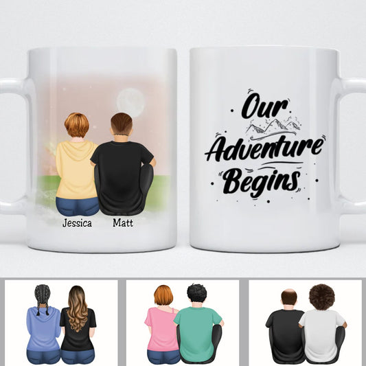 Couple - Our Adventure Begins - Personalized Married Mug (VER 2) - Makezbright Gifts