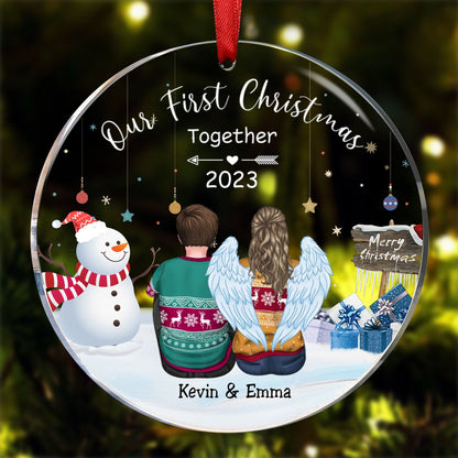 Couple - Our First Christmas Together - Personalized Circle Ornament - Makezbright Gifts