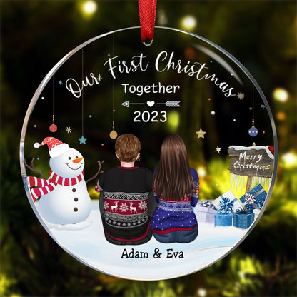 Couple - Our First Christmas Together - Personalized Circle Ornament - Makezbright Gifts