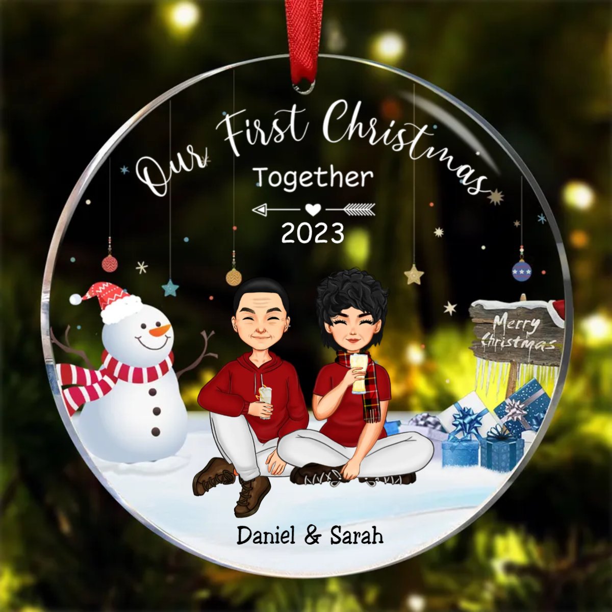 Couple - Our First Christmas Together - Personalized Transparent Ornament (AA) - Makezbright Gifts