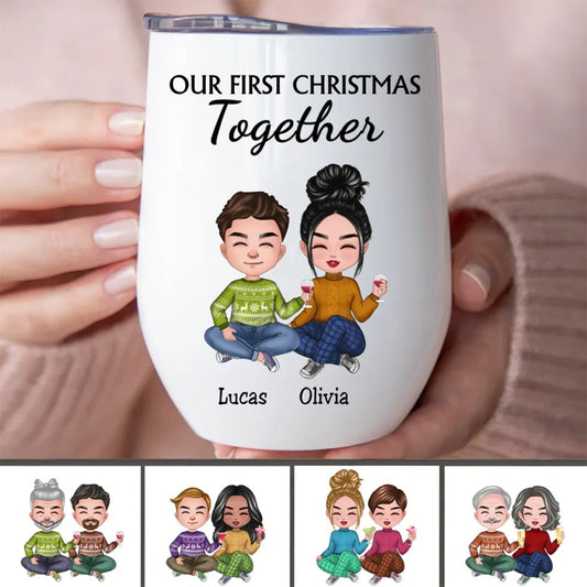 Couple - Our First Christmas Together - Personalized Wine Tumbler - Makezbright Gifts