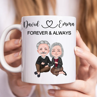 Couple Sitting Forever And Always - Personalized Mug - Makezbright Gifts