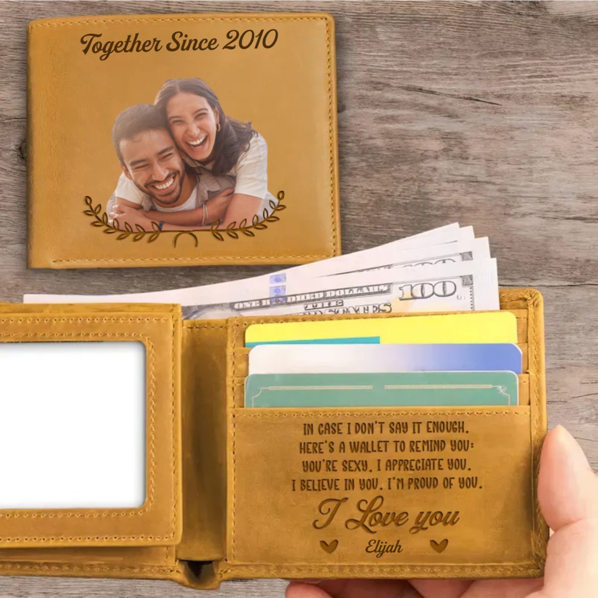 Couple - To My Husband Here's A Wallet To Remind You - Personalized Photo Leather Wallet - Makezbright Gifts