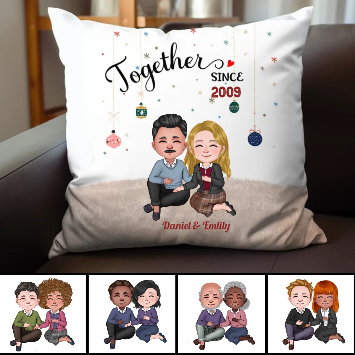 Couple - Together Since New Version - Personalized Pillow - Christmas Gift Anniversary Gift For Couples, Husband, Wife - Makezbright Gifts