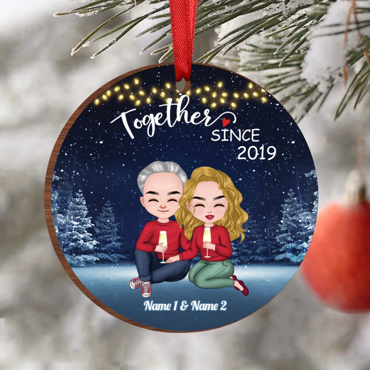 Couple - We Are Together - Personalized Circle Ornament - Christmas Gift For Couple, Spouse, Lover, Husband, Wife, Boyfriend, Girlfriend - Makezbright Gifts