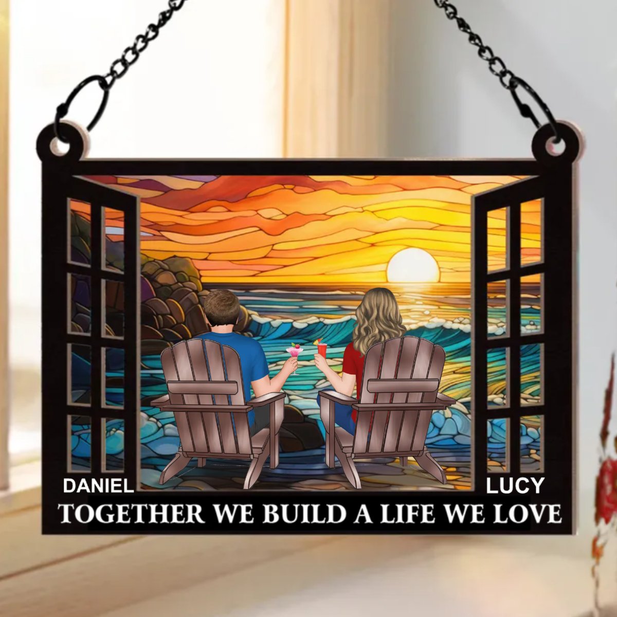 Couple - You And Me We Got This Life We Love - Personalized Window Hanging Suncatcher Ornament - Makezbright Gifts