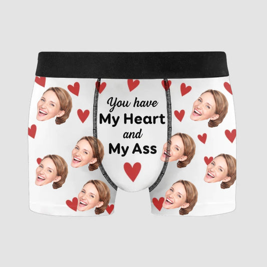 Couple - You Have My Heart And My Ass - Personalized Men's Boxer Briefs - Makezbright Gifts