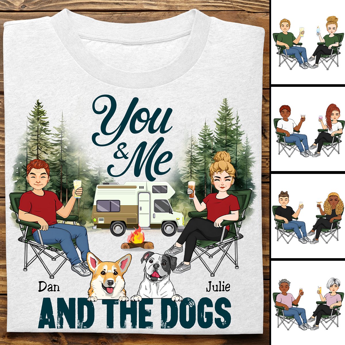 Couple - You & Me And The Dogs Camping Husband Wife - Personalized Unisex T - Shirt - Makezbright Gifts