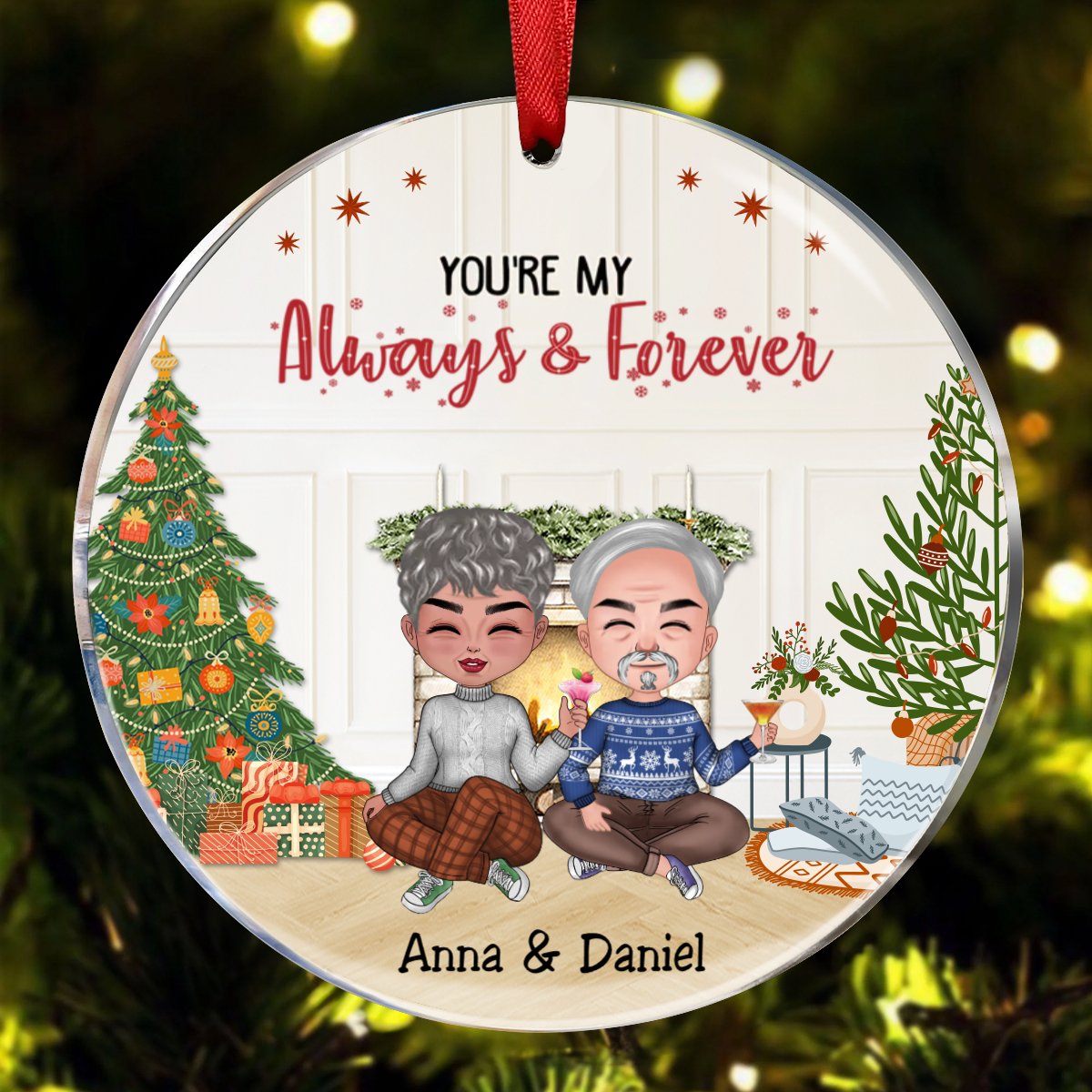 Couple - You're My Always & Forever - Personalized Acrylic Circle Ornament (NM) - Makezbright Gifts