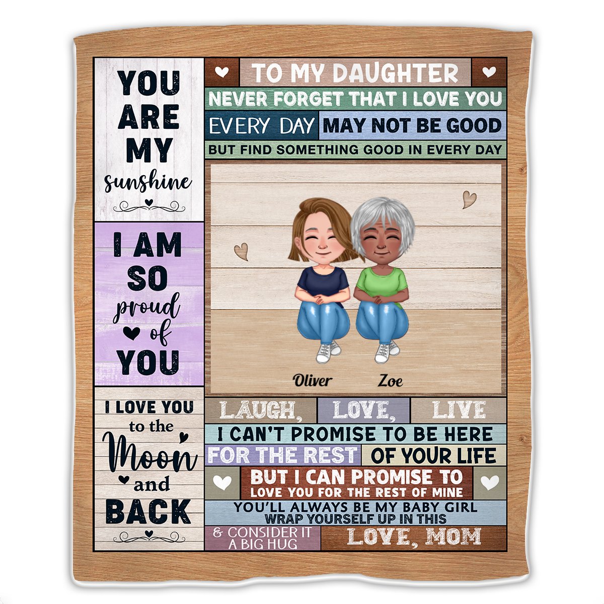 Daughter - I Love You To The Moon And Back - Personalized Blanket (Ver. 3) - Makezbright Gifts