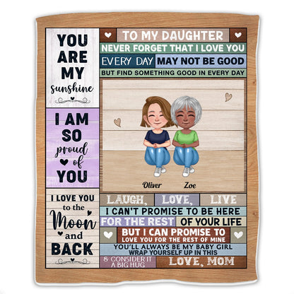 Daughter - I Love You To The Moon And Back - Personalized Blanket (Ver. 3) - Makezbright Gifts