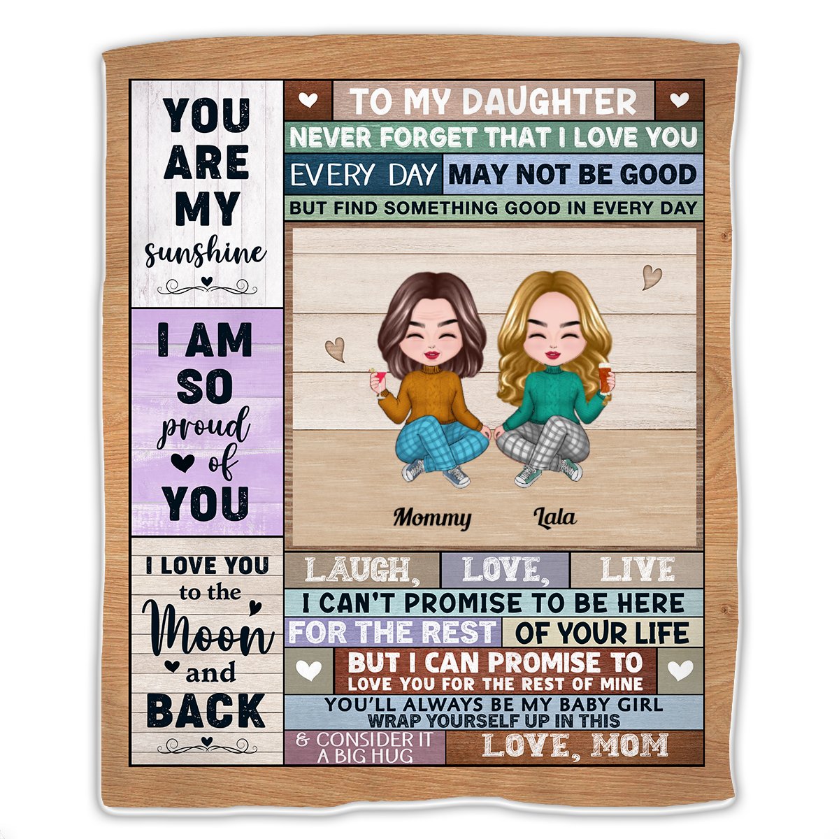 Daughters - I Love You To The Moon And Back - Personalized Blanket - Makezbright Gifts