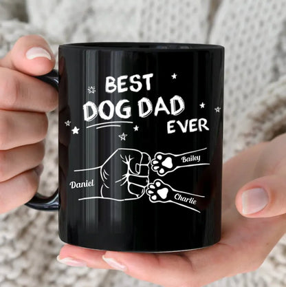 Dog Lovers - Best Dog Dad Ever Hand Punch - Personalized Mug - Makezbright Gifts