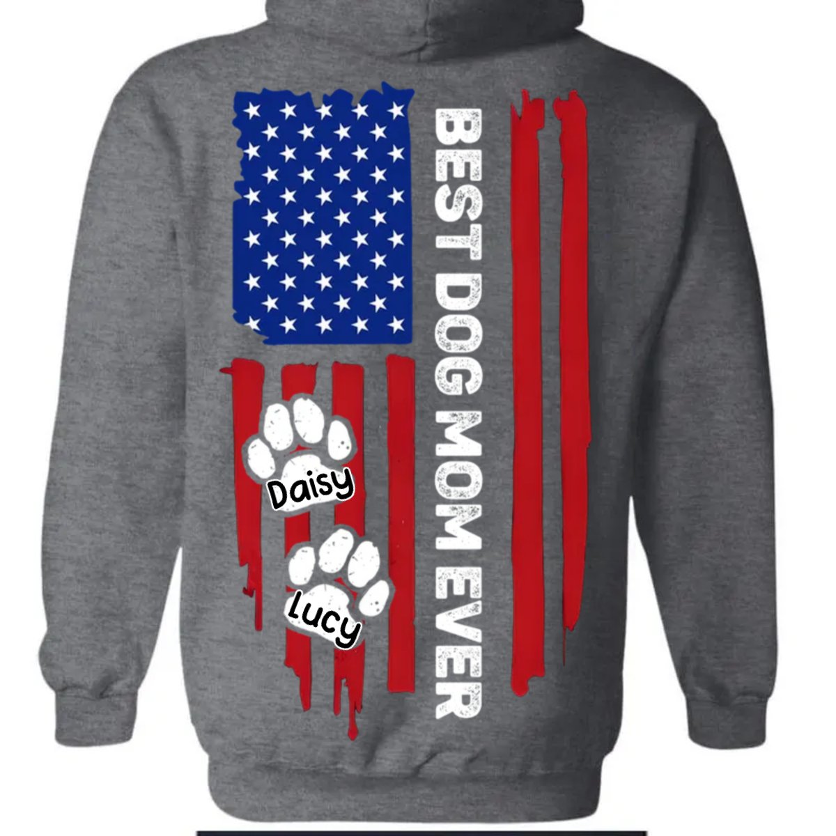 Dog Lovers - Best Dog Mom Ever American Flag Back - Personalized Unisex T - shirt, Hoodie, Sweatshirt (HJ) - Makezbright Gifts