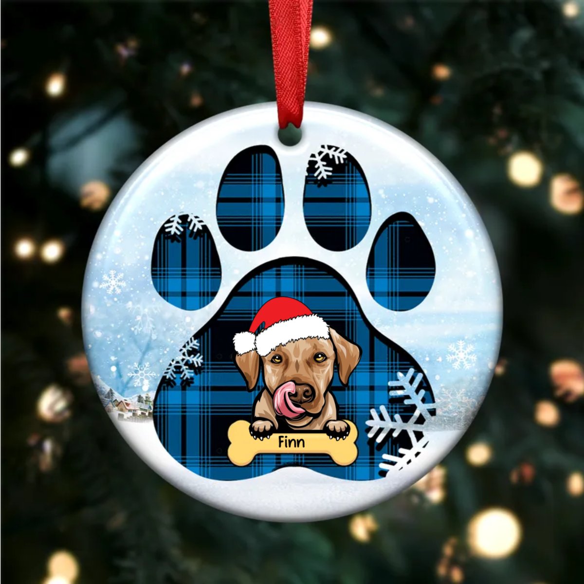 Dog Lovers - Christmas With My Fur Baby - Personalized Circle Ornament - Makezbright Gifts