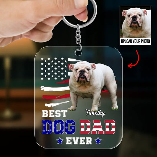 Dog Lovers - Custom Photo Ultimate Dog Dad - Personalized Acrylic Keychain - Makezbright Gifts