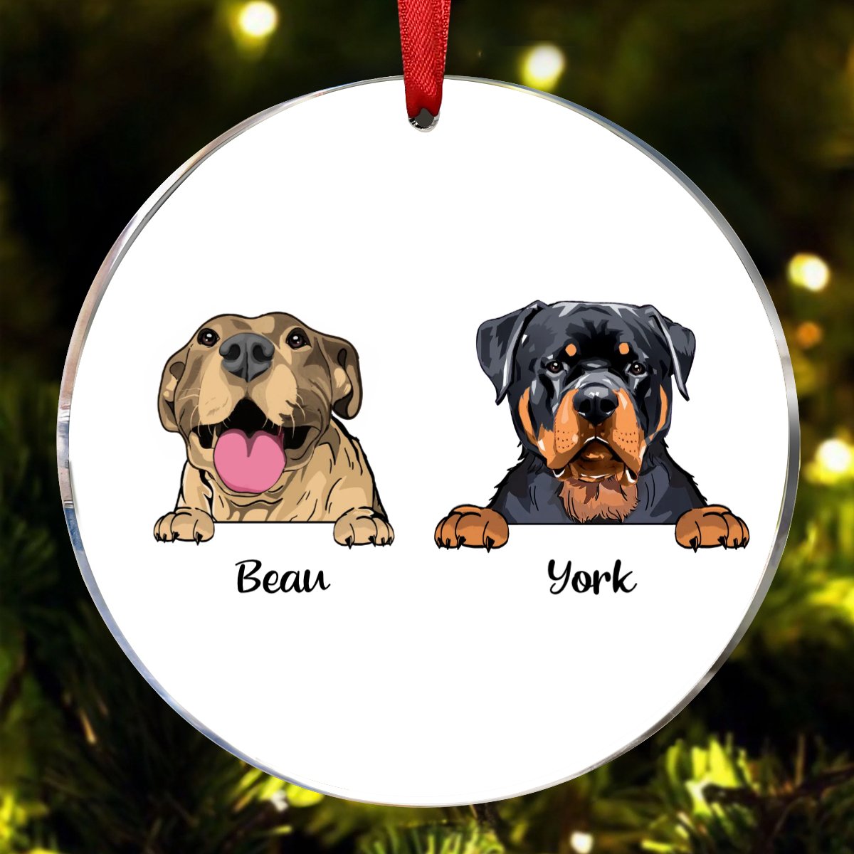 Dog Lovers - Dog Christmas - Personalized Circle Ornament - Makezbright Gifts