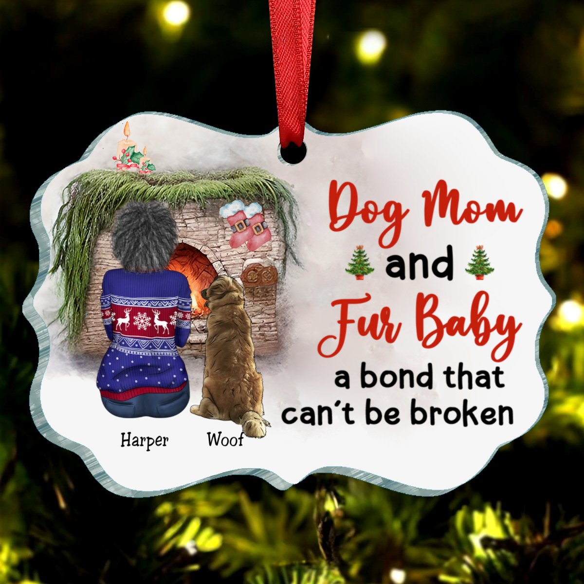 Dog Lovers - Dog Mom & Fur Baby - Personalized Acrylic Ornament - Makezbright Gifts