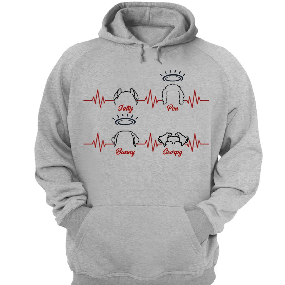 Dog Lovers - Dog Sketch Heartbeat - Personalized Unisex T - shirt, Hoodie, Sweatshirt (HJ) - Makezbright Gifts