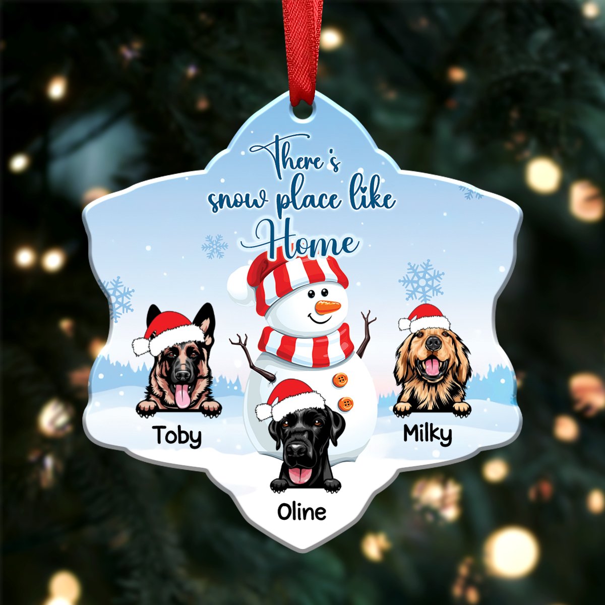 Dog Lovers - Dog Snowman - Personalized Christmas Ornament - Makezbright Gifts