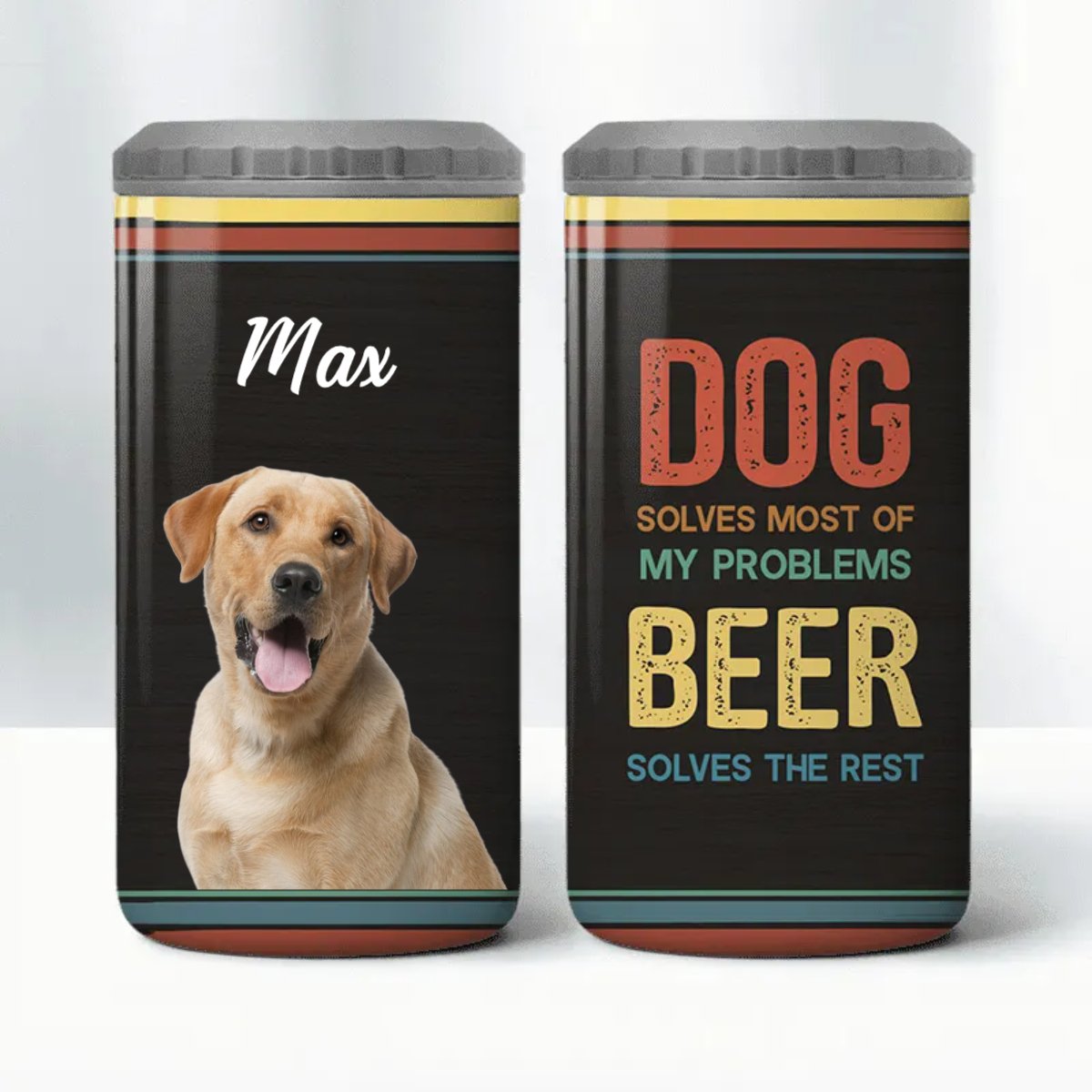 Dog Lovers - Dog Solves Most Of My Problems, Beer Solves The Rest - Personalized Can Cooler - Makezbright Gifts