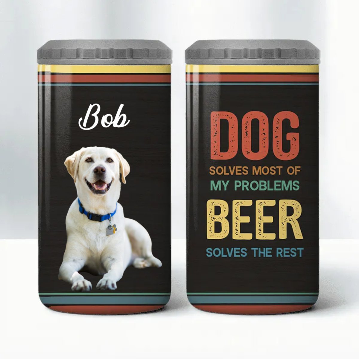 Dog Lovers - Dog Solves Most Of My Problems, Beer Solves The Rest - Personalized Can Cooler - Makezbright Gifts