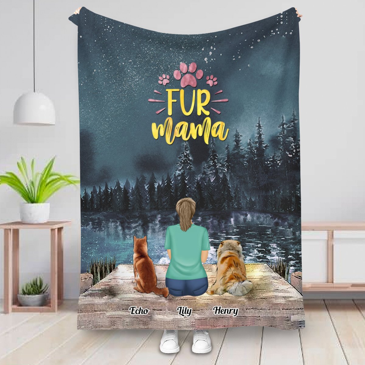 Dog Lovers - Fur Mama - Personalized Blanket - Makezbright Gifts