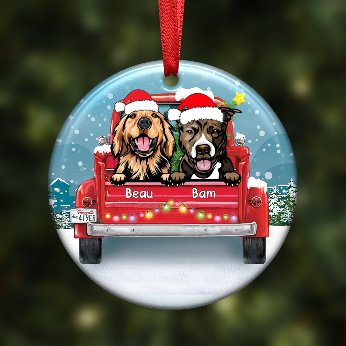 Dog Lovers - Happy Pawliday - Personalized Circle Ornament - Makezbright Gifts