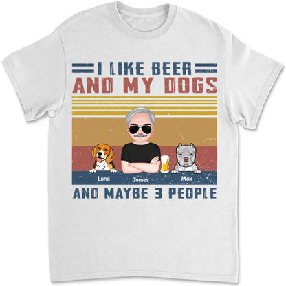 Dog Lovers - I Like Beer And My Dogs - Personalized Unisex T - Shirt - Makezbright Gifts