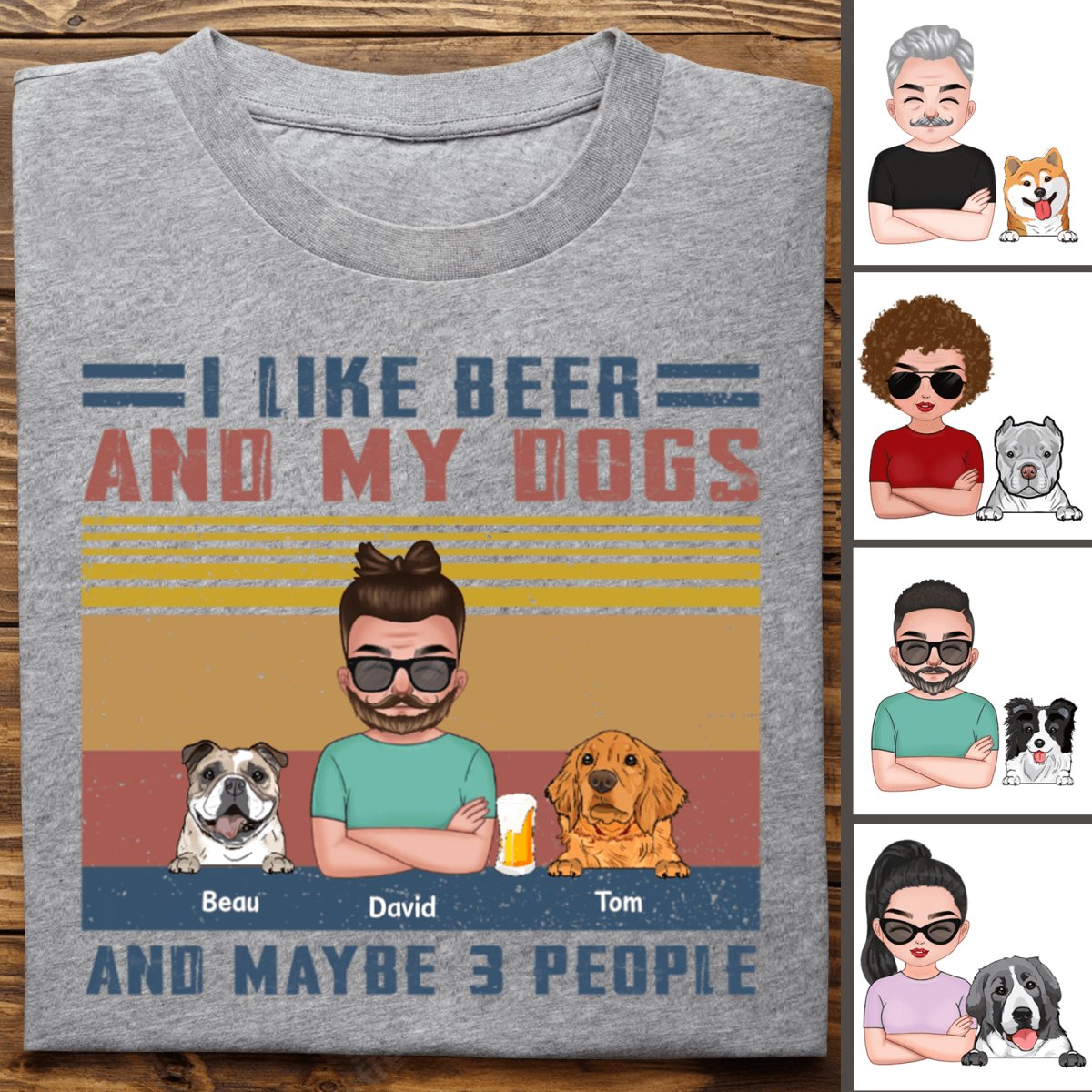 Dog Lovers - I Like Beer And My Dogs - Personalized Unisex T - Shirt - Makezbright Gifts