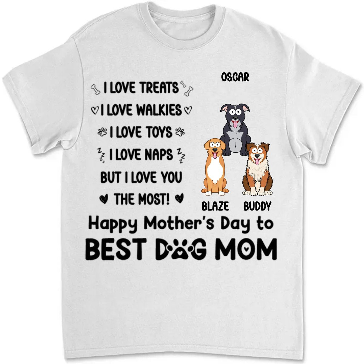 Dog Lovers - I Love Treats I Love Walkies - Personalized T - shirt - Makezbright Gifts