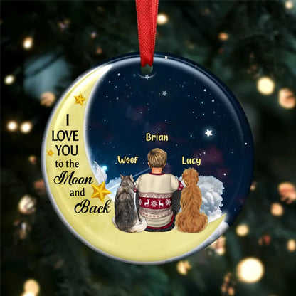 Dog Lovers - I Love You To The Moon & Back - Personalized Ornament - Gift for Dog Mom Dog Dad - Makezbright Gifts