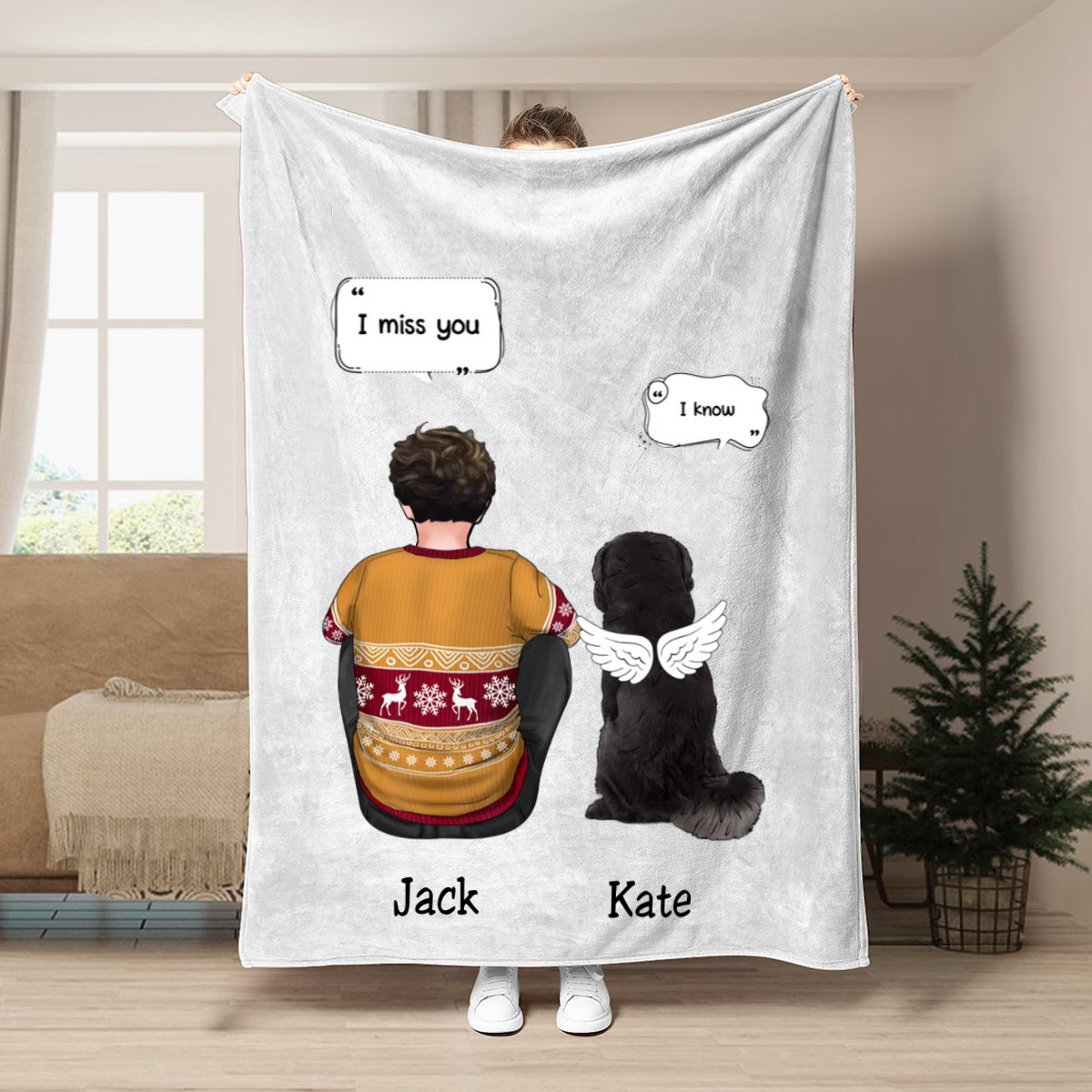 Dog Lovers - I Miss You Memorial Pet - Personalized Blanket - Makezbright Gifts