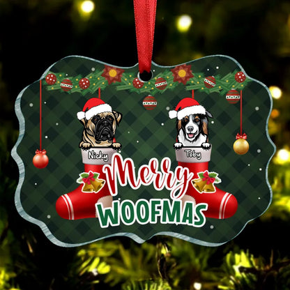 Dog Lovers - Merry Woofmas - Dog Christmas - Personalized Acrylic Ornament - Makezbright Gifts