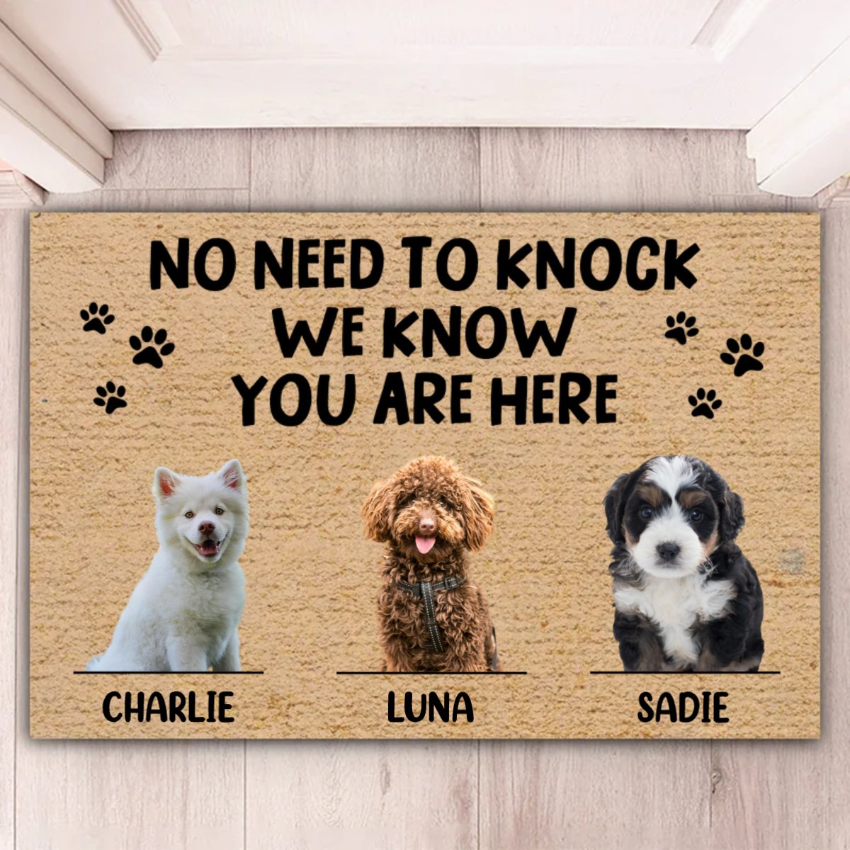 Dog Lovers - No Need To Knock We Know You're Here - Personalized Doormat (TL) - Makezbright Gifts