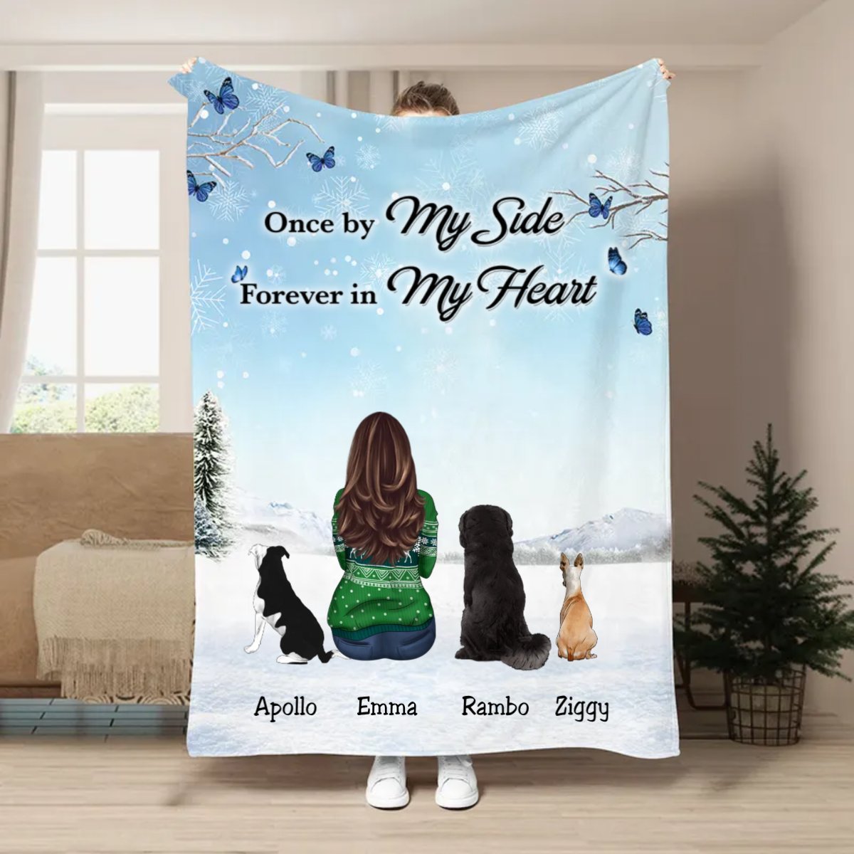 Dog Lovers - Once By My Side Forever In My Heart - Personalized Blanket TC - Makezbright Gifts