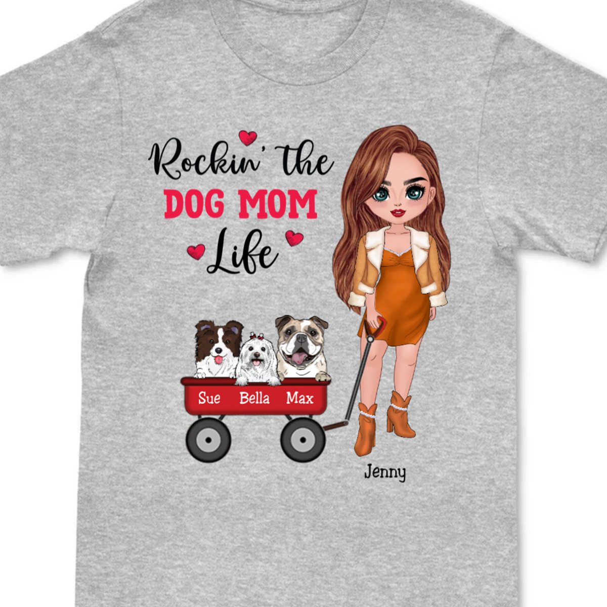 Dog Lovers - Rockin' The Dog Mom Life - Personalized T - Shirt - Makezbright Gifts