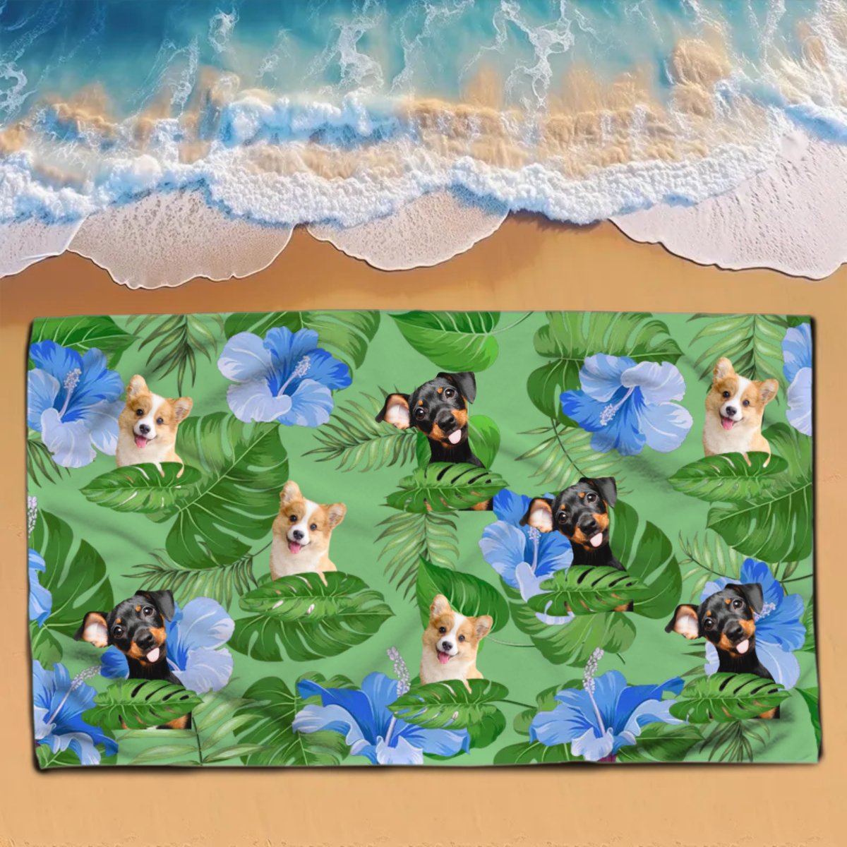 Dog Lovers - Upload Photo Dog - Personalized Beach Towel (HJ) - Makezbright Gifts