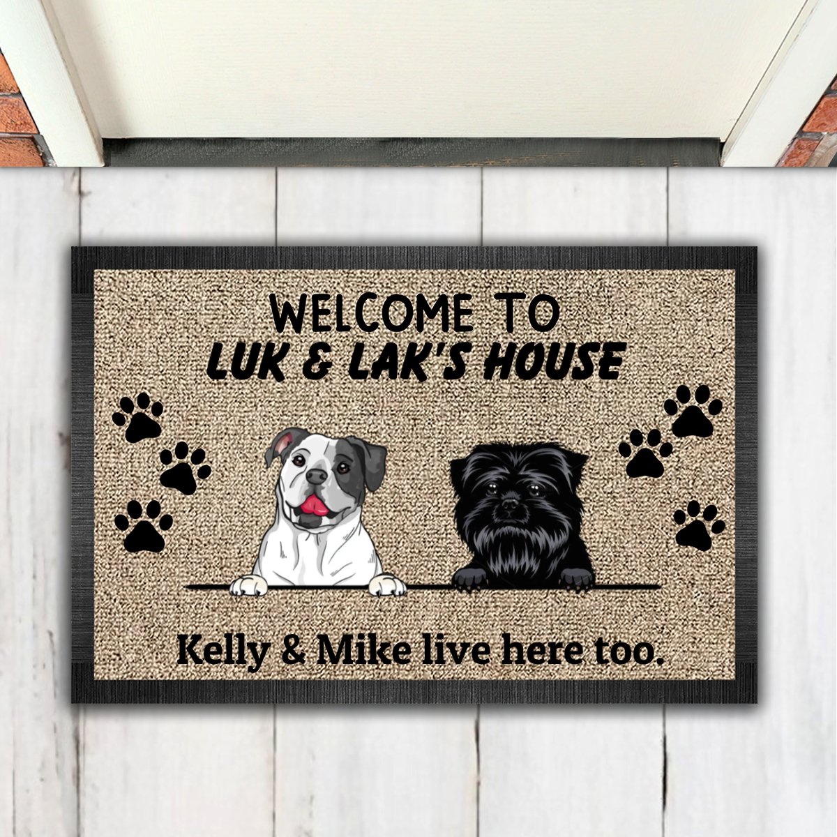 Dog Lovers - Welcome To Dog's House - Personalized Doormat - Makezbright Gifts